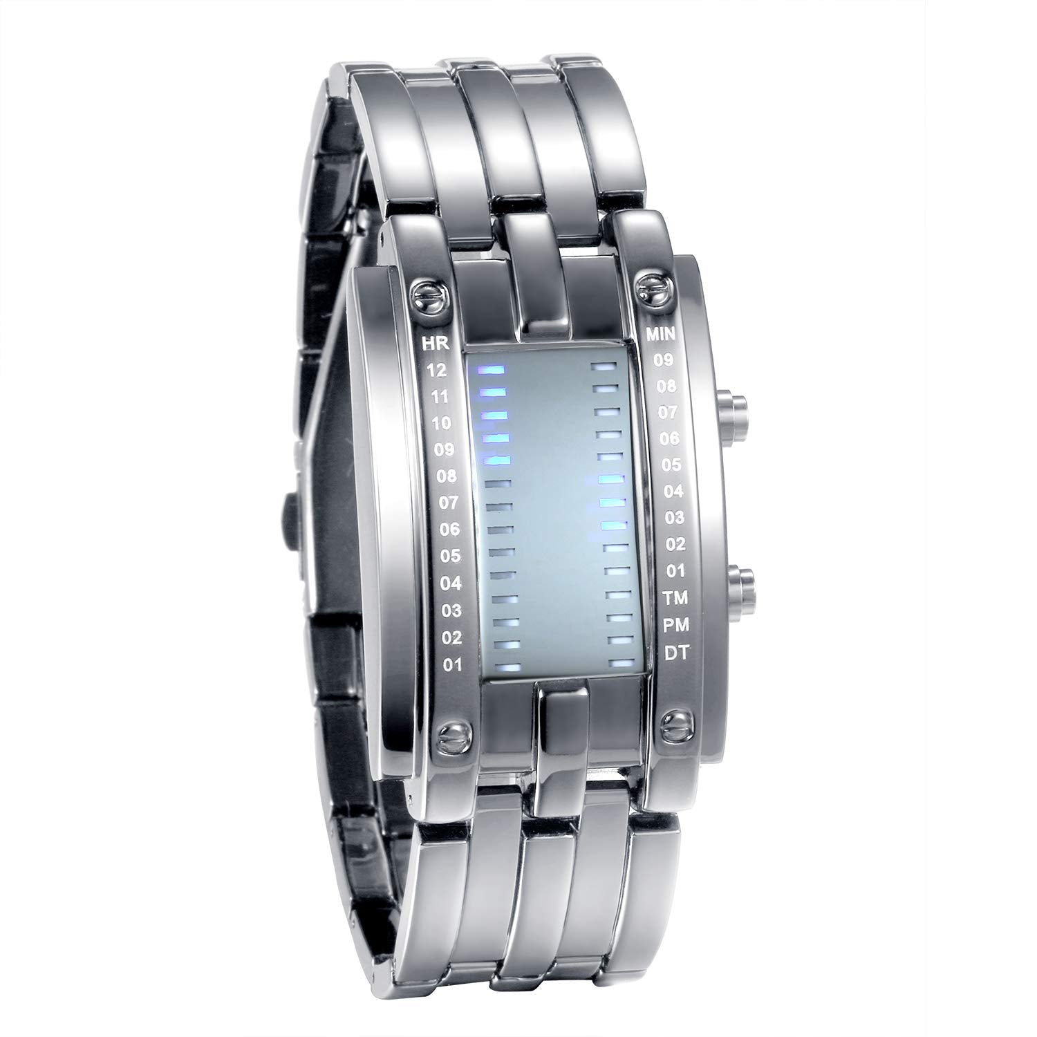 JewelryWe Mens Womens Digital Watch LED Binary Watches 30M - Product Imagery