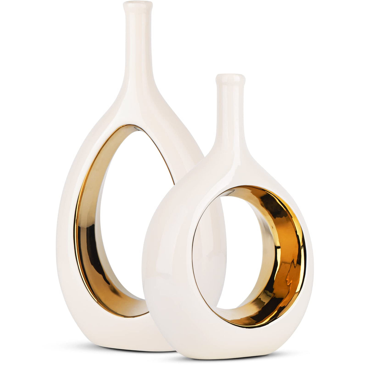 White and Gold Vase Ceramic White Vases Home Decor Modern - LCCCK Official Imagery - 2