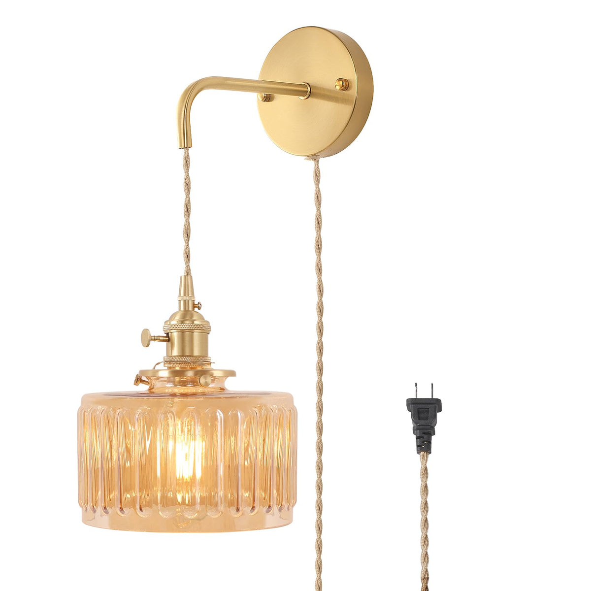 Shenmoyl Vintage Wall Sconce Wall Lamp with Amber Striped - Shenmoyl Official Imagery - 1