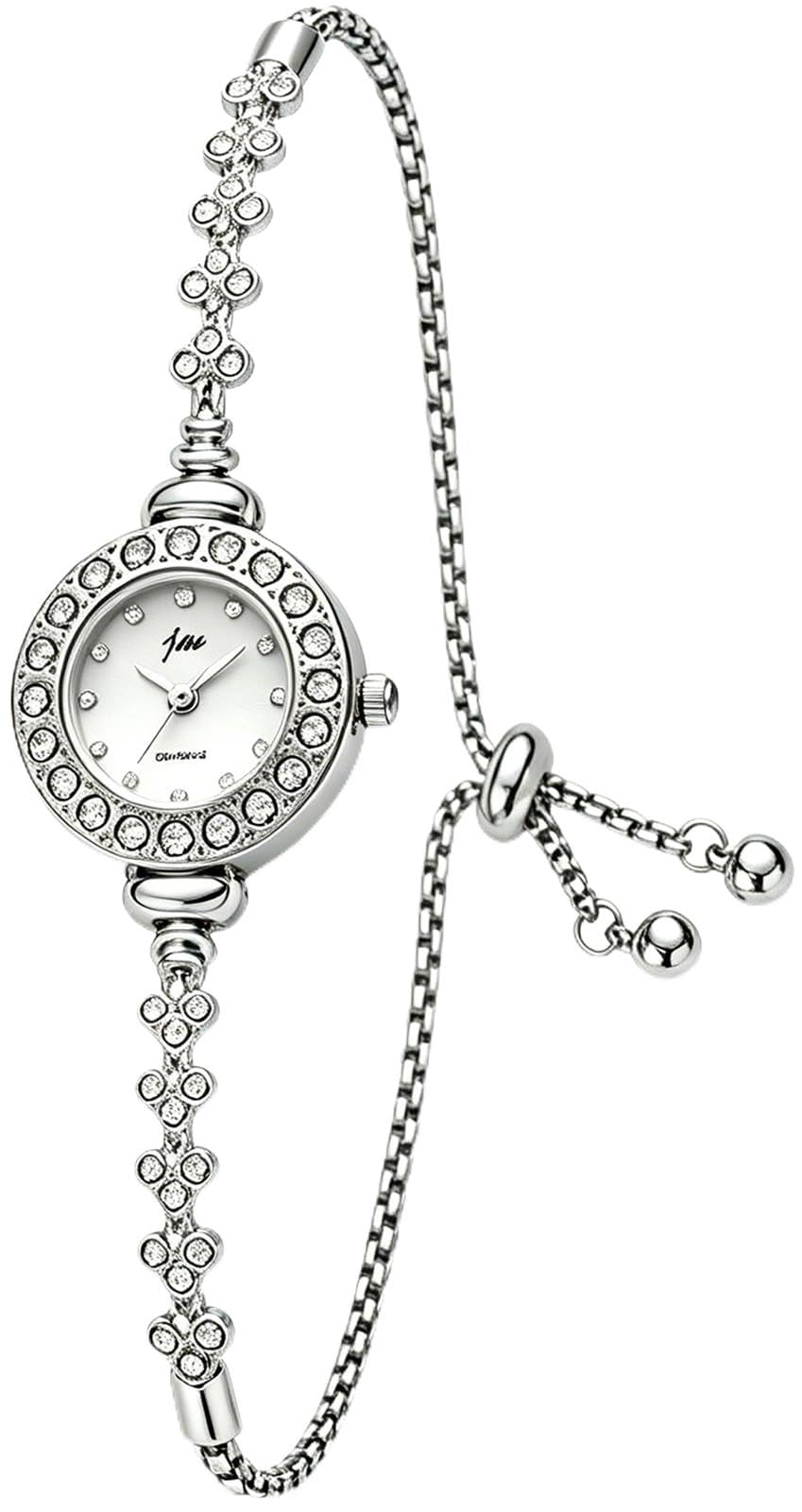 Women Crystal Bracelet Watch Elegant Heart Shaped Sliding - GOODLIYA Official Imagery - 8