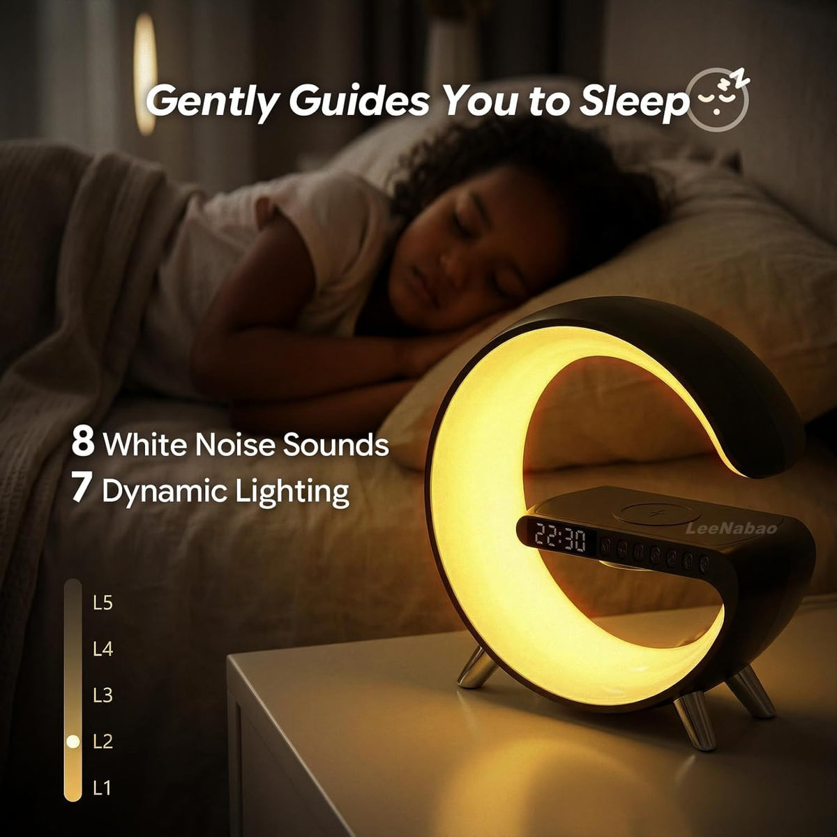 5 in 1 LED Table Lamp with Wireless Charging Bluetooth - LeeNabao Official Imagery - 4