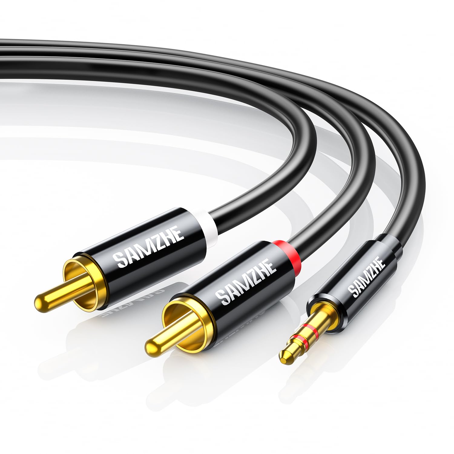 SAMZHE 3.5mm to RCA Cable, 6.6FT RCA Male to Aux Audio Adapter Hi by SAMZHE - Angle View 10