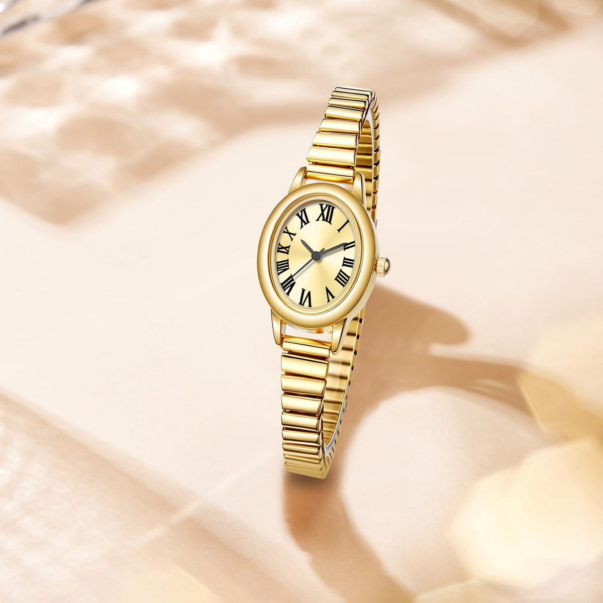 Gosasa Small Gold Watch for Women Oval Dial Expansion Band - Gosasa Official Imagery - 6