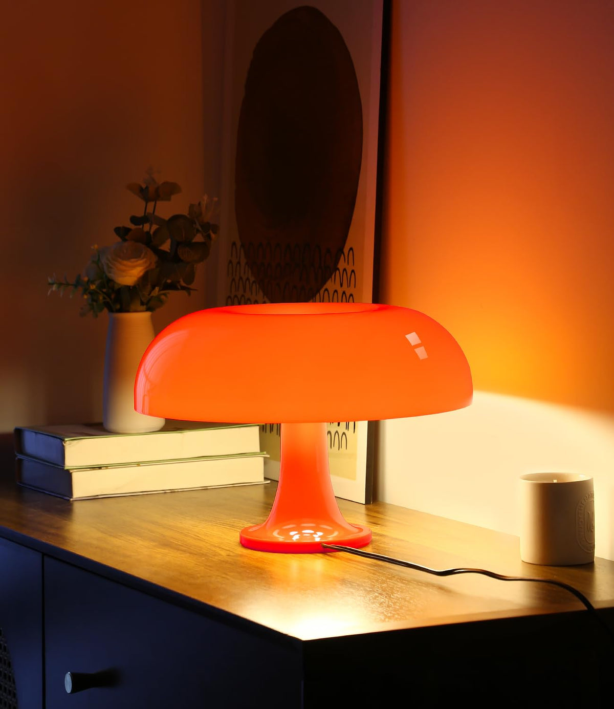 Orange Mushroom Lamp Mid Century Modern Table Lamp for - Anykonio Official Imagery - 1