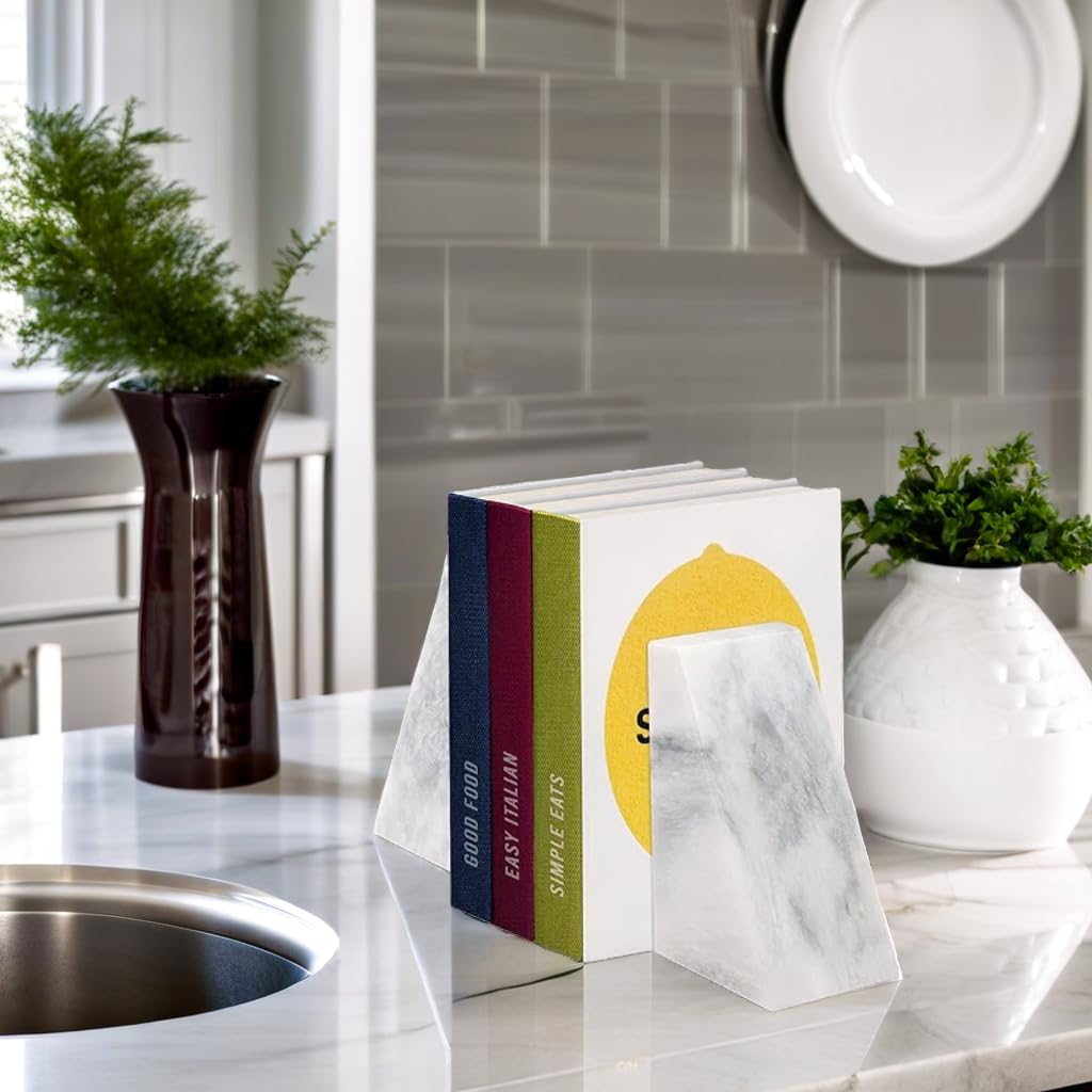 Ottimo Polished Heavy Stone Marble 6 Book Ends for Bookshelf - Ottimo Official Imagery - 3