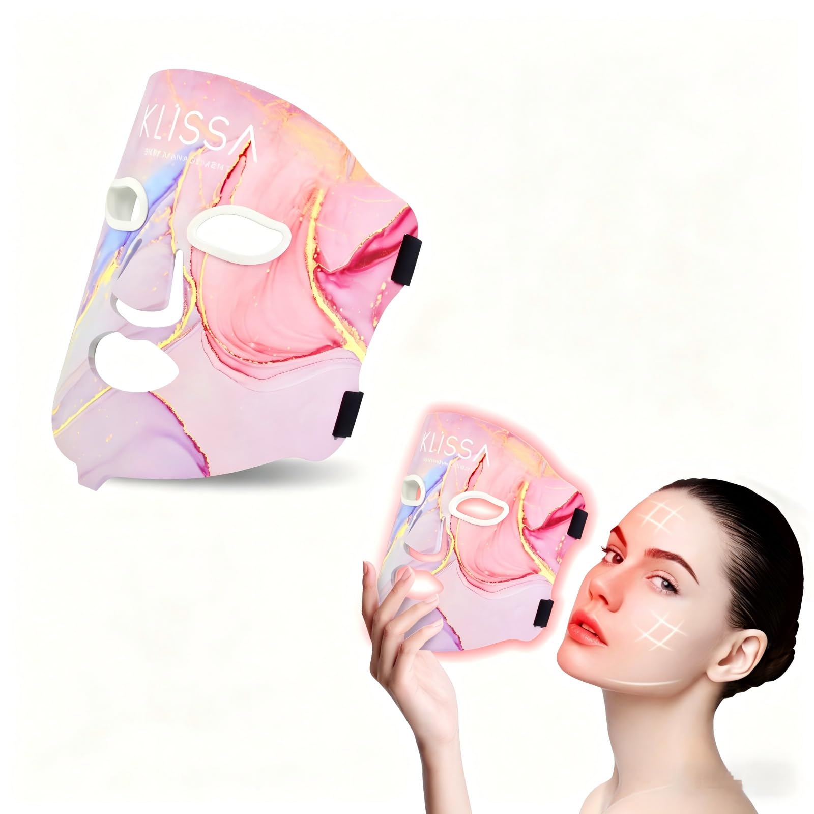 4colors LED Face Mask Light Therapy, Red Light Therapy Mask for - Product Imagery