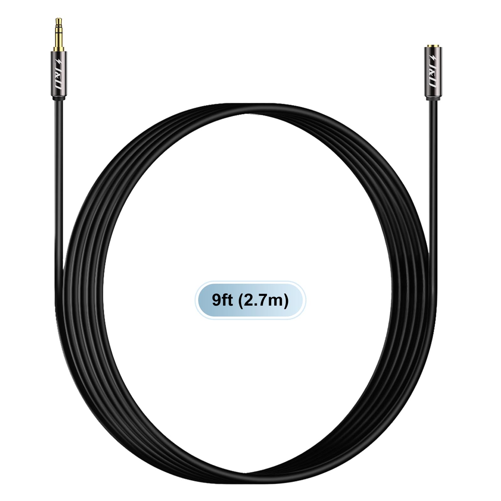 J&D 3.5mm Auxiliary Audio Extension Cable, Gold Plated Copper She by J&D - Angle View 8