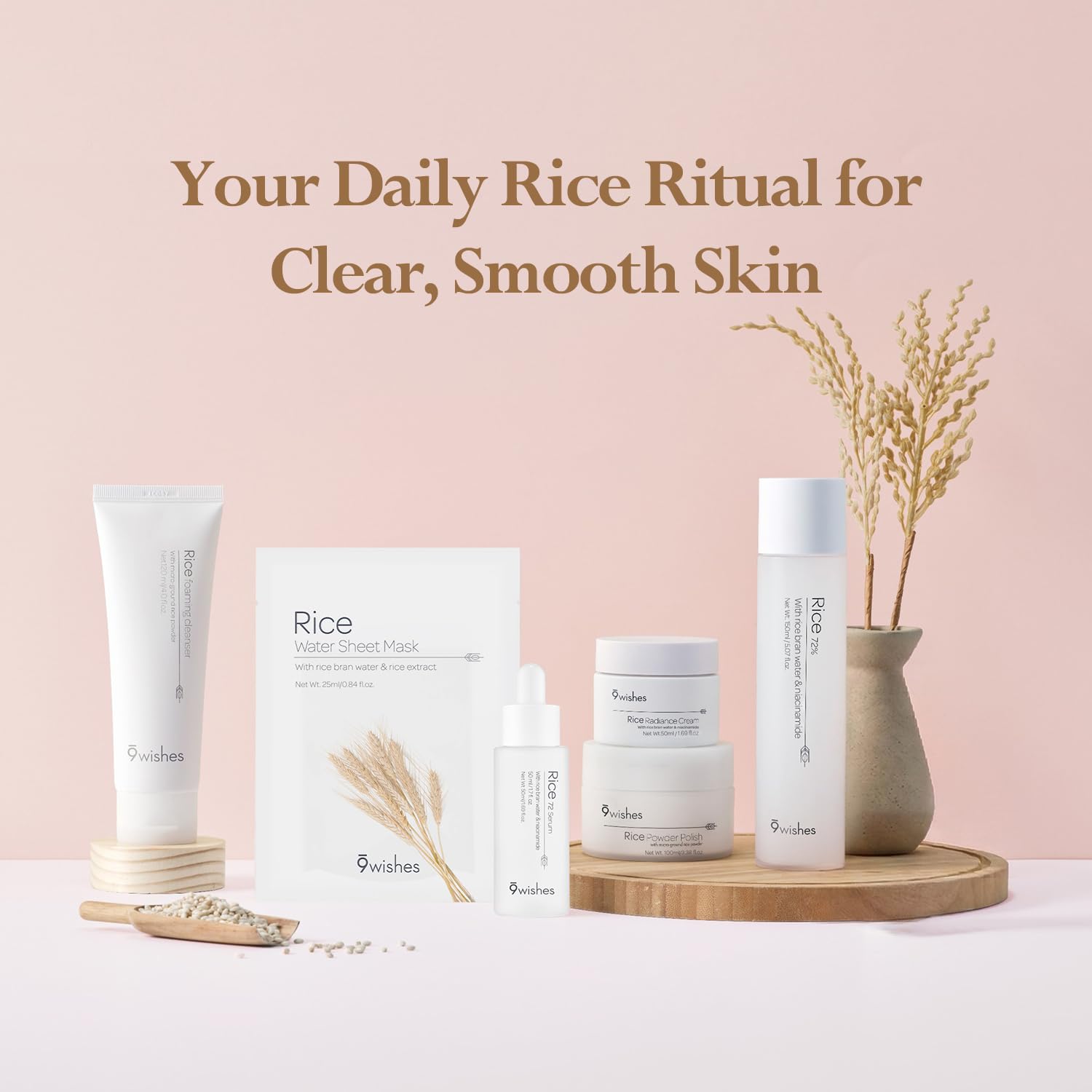 9 wishes Rice Water Sheet Mask- Hydrating Korean Face Mask with - 9 wishes