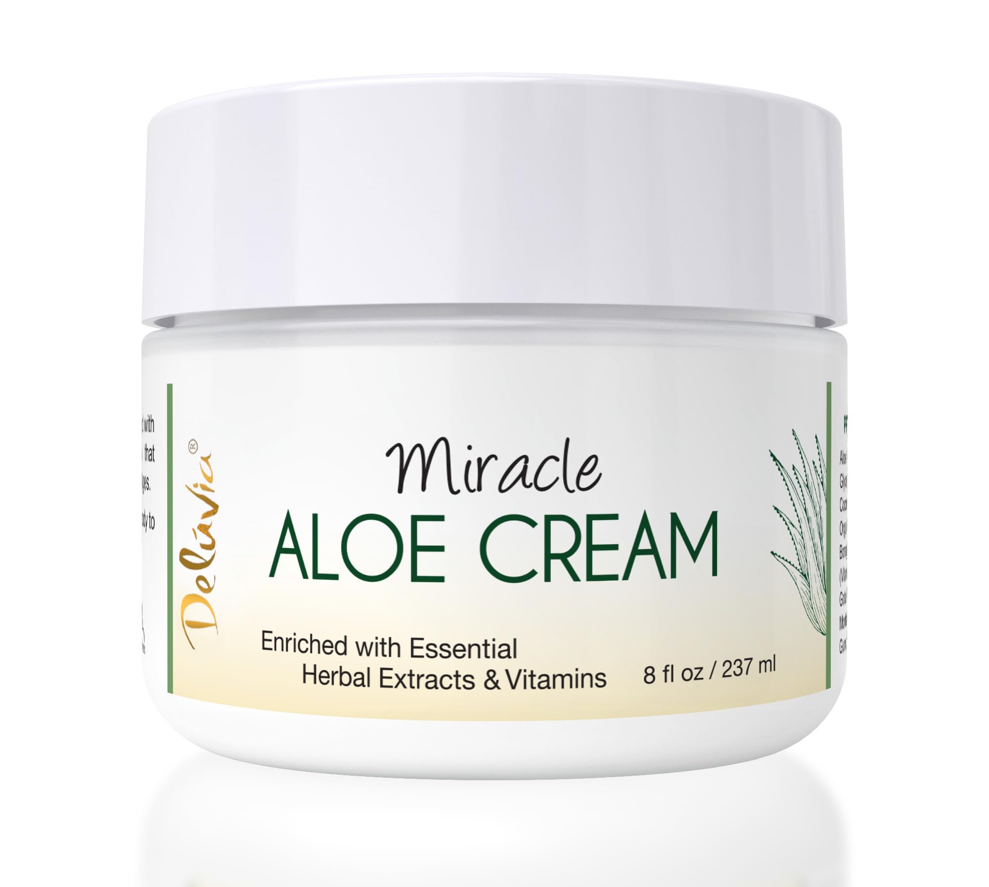 Deluvia Miracle Aloe Cream | Face & Body Moisturizer with Vitamin E & Organic Aloe Vera | Hydrating, Soothing for Dry Skin, Anti-Wrinkle, Acne Scars, Rosacea, Psoriasis, Eczema - 8 oz - DELÚVIA Official Product View 2