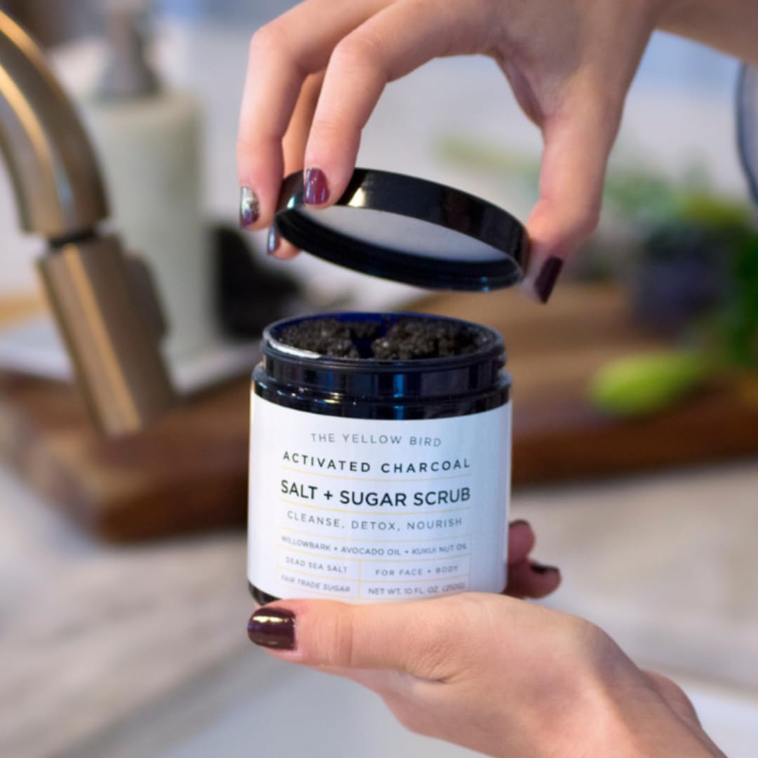 The Yellow Bird Activated Charcoal Face & Body Scrub – Natural Deep Cleansing - The Yellow Bird Official Product View 8