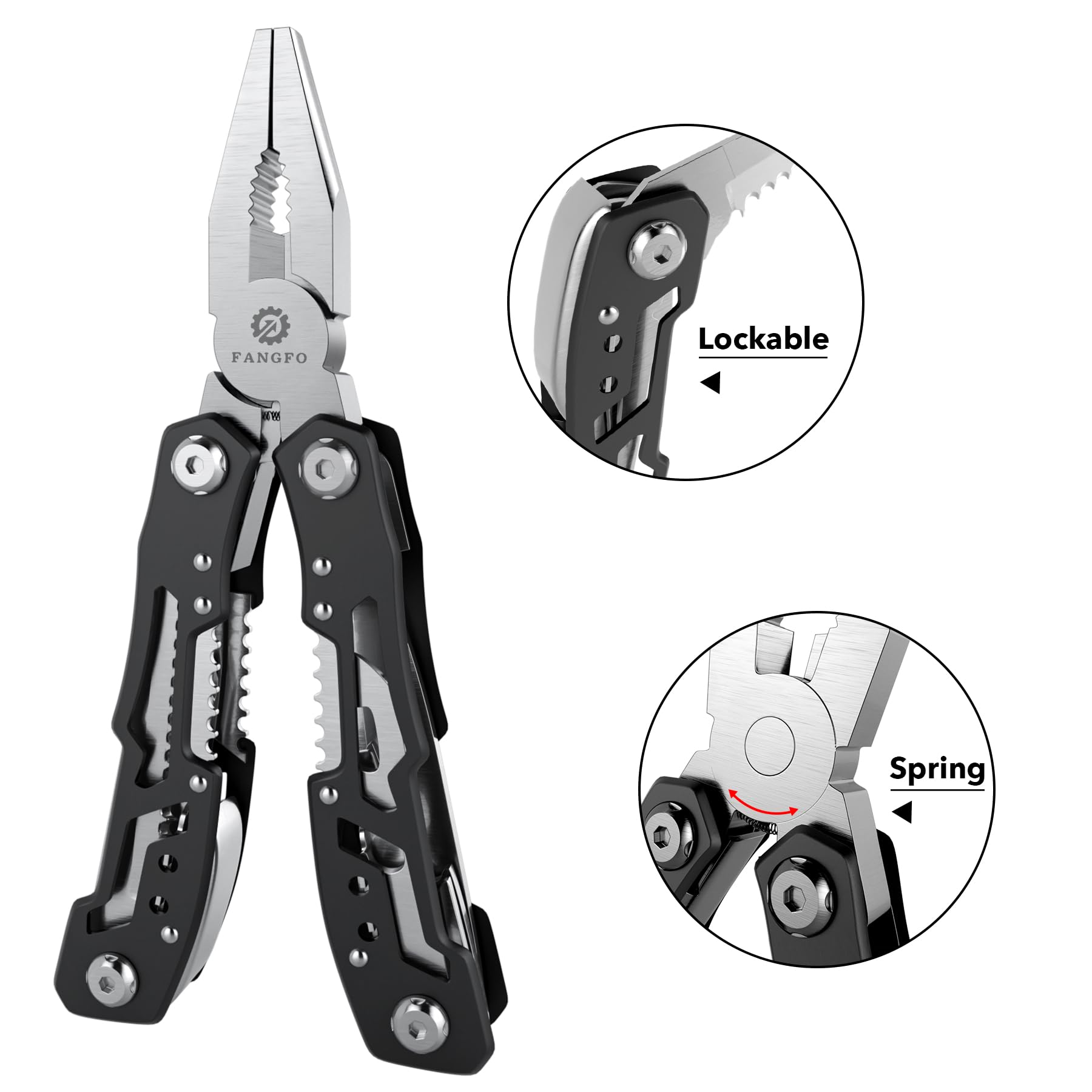 fangfo 14-In-1 Multitool with Safety Locking, Professional Stainl by fangfo - Angle View 3