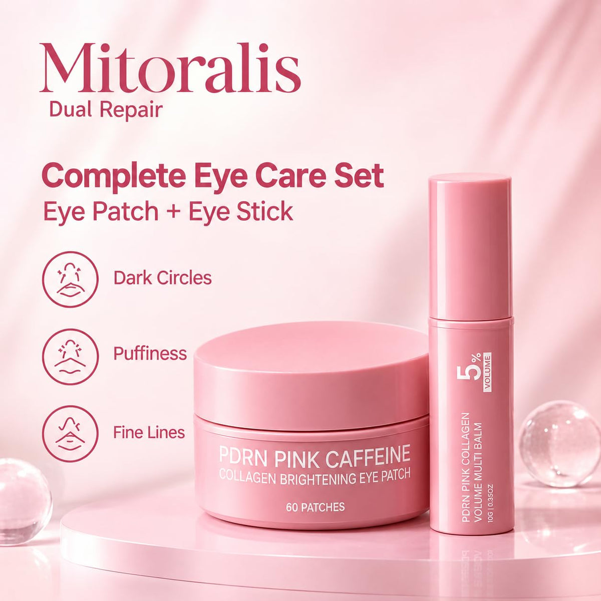 Collagen PDRN Caffeine Multi Balm Stick Eye Patches 0 35 oz - Mitoralis Official Imagery - 3