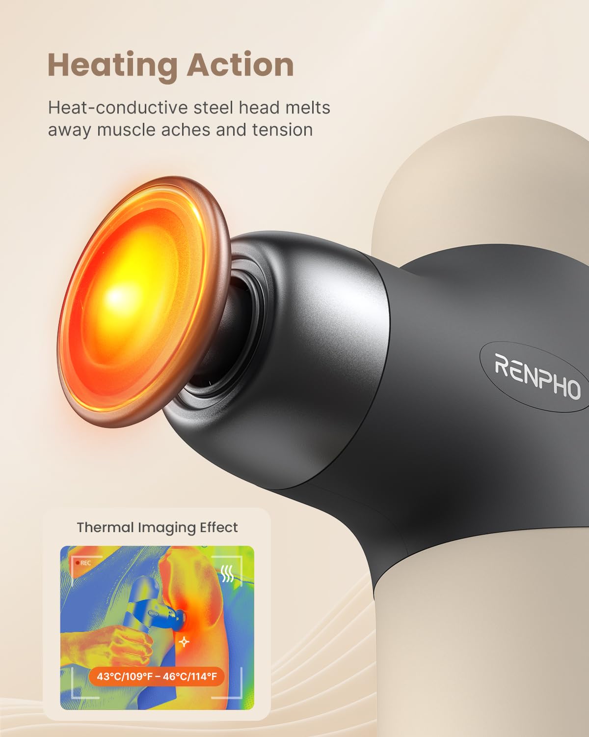 RENPHO Mini Thermal Massage Gun with Heat Color Silicone - RENPHO Official Imagery - 3