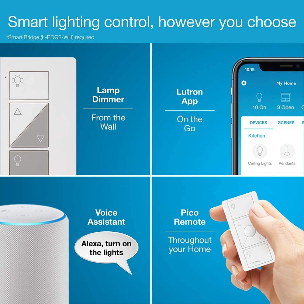 Lutron Caseta Smart Lamp Dimmer Kit Plug in Dimmer Pico - Premium Selection Official Imagery - 5