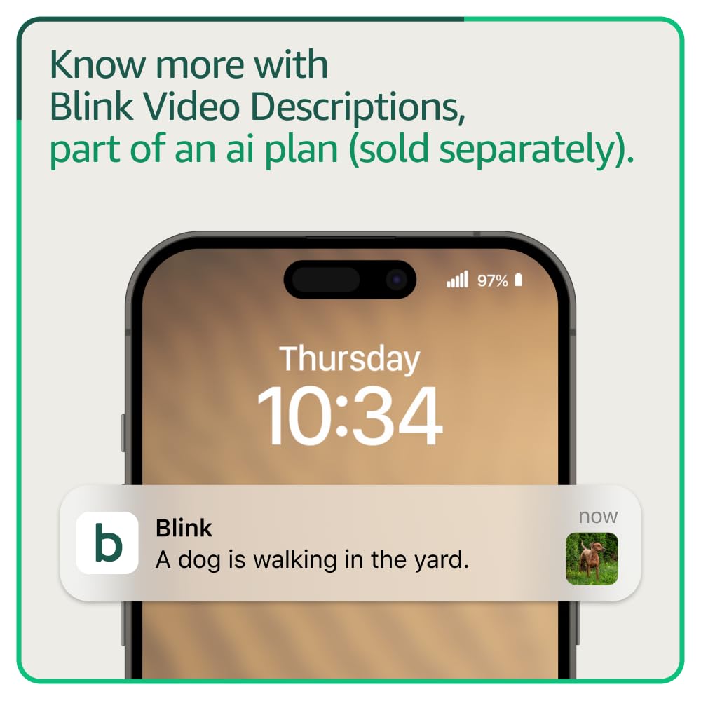 Blink Outdoor 4 wireless smart security camera with two-way talk and long battery life, shown mounted outdoors.