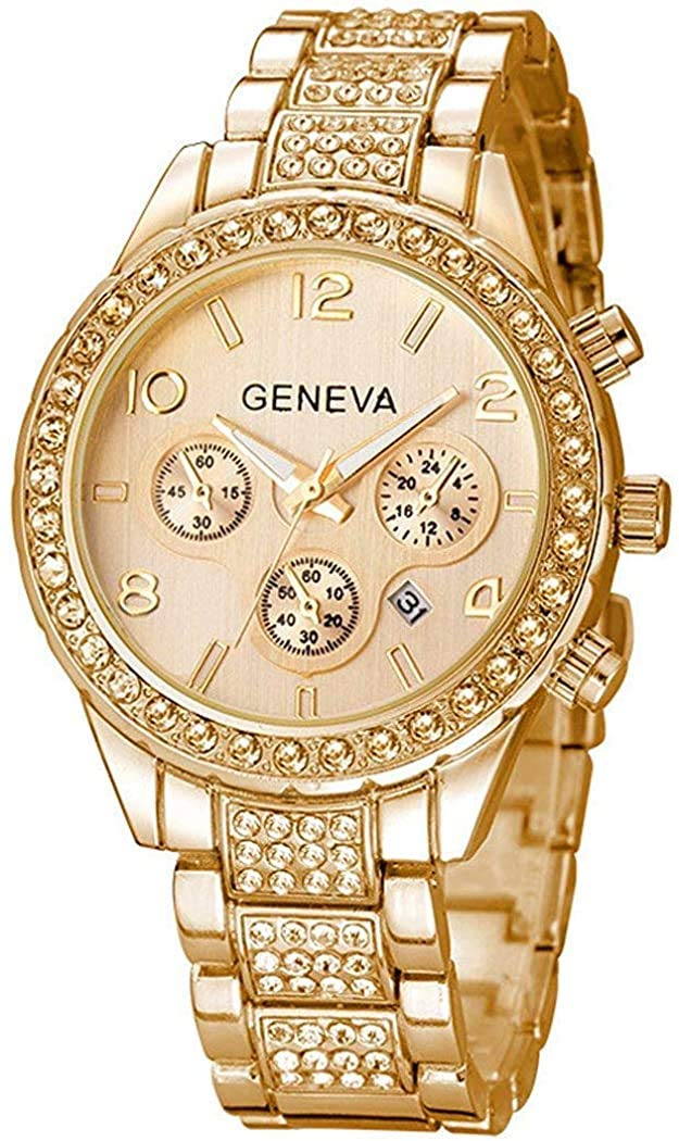 MASTOP Unisex Luxury Crystal Diamond Watches Silver Gold Fashion - Product Imagery
