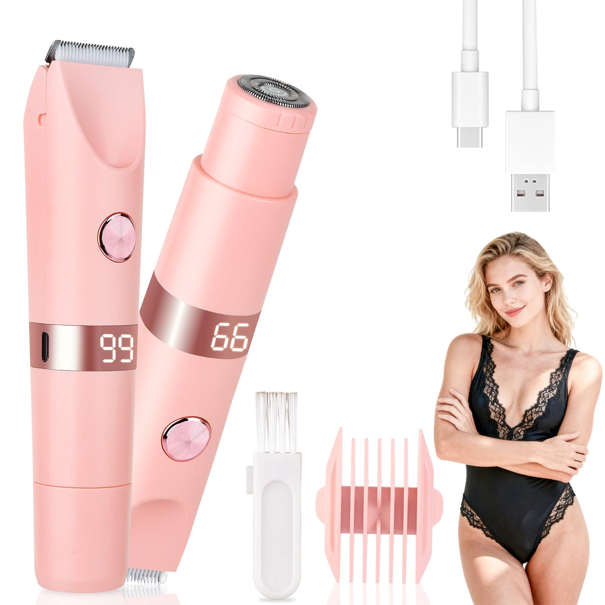 2 in 1 Electric Shaver Bikini Trimmer with LED Display for - Beanify Official Imagery - 1