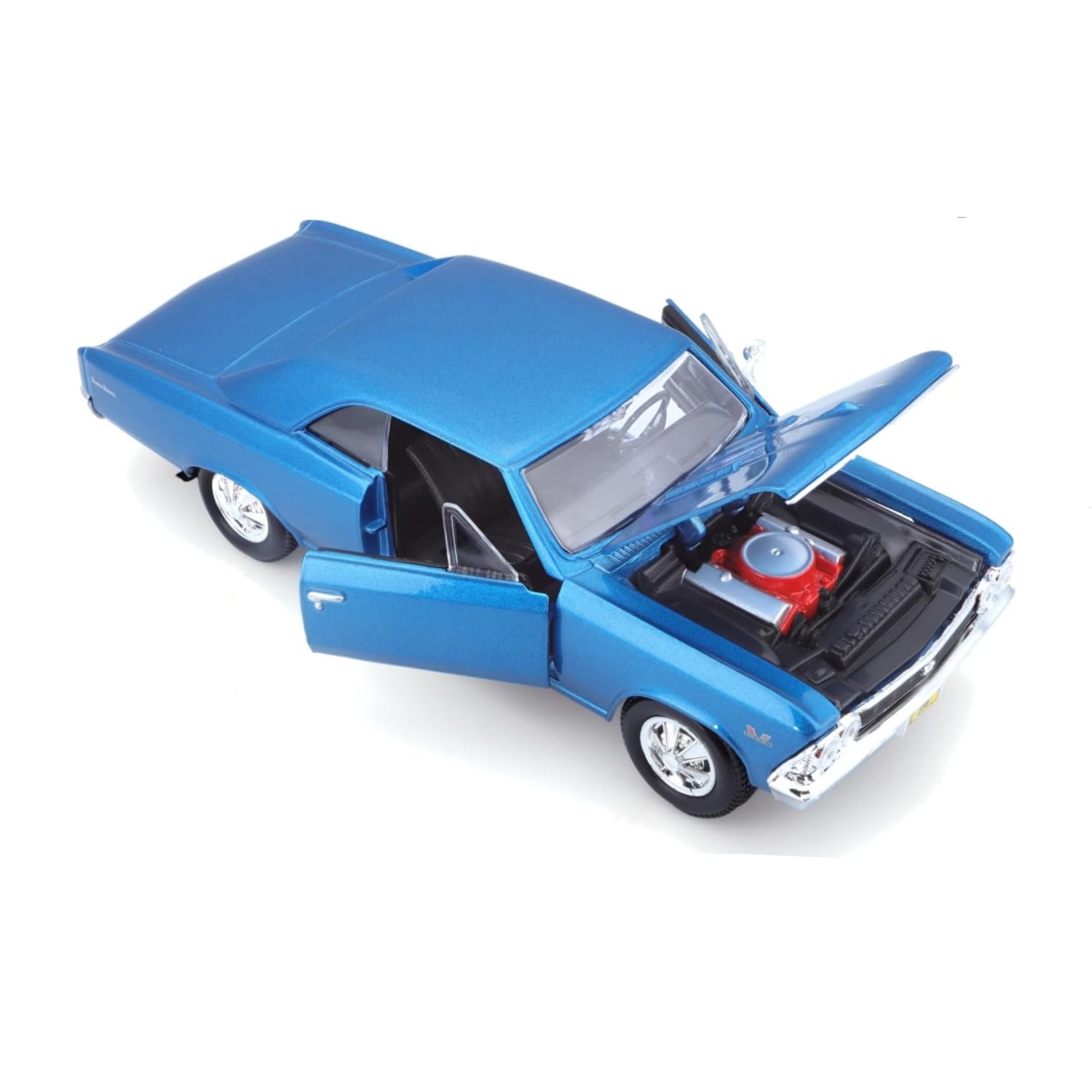 Maisto 1:24 scale 1966 Chevy Chevelle SS 396 model car in multicolor, detailed collectible replica.