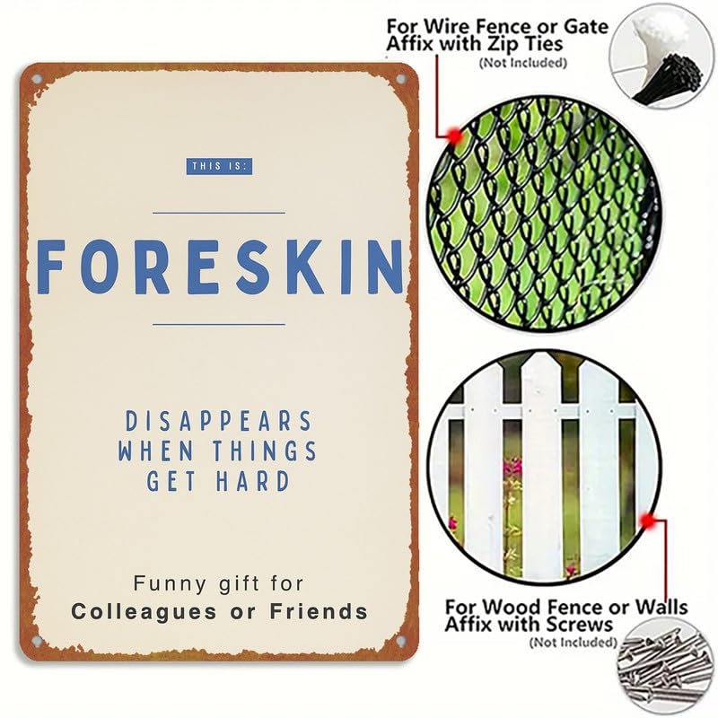 Vintage Foreskin Funny Quote Metal Sign 8x12 Inch Aluminum Retro - Product Imagery