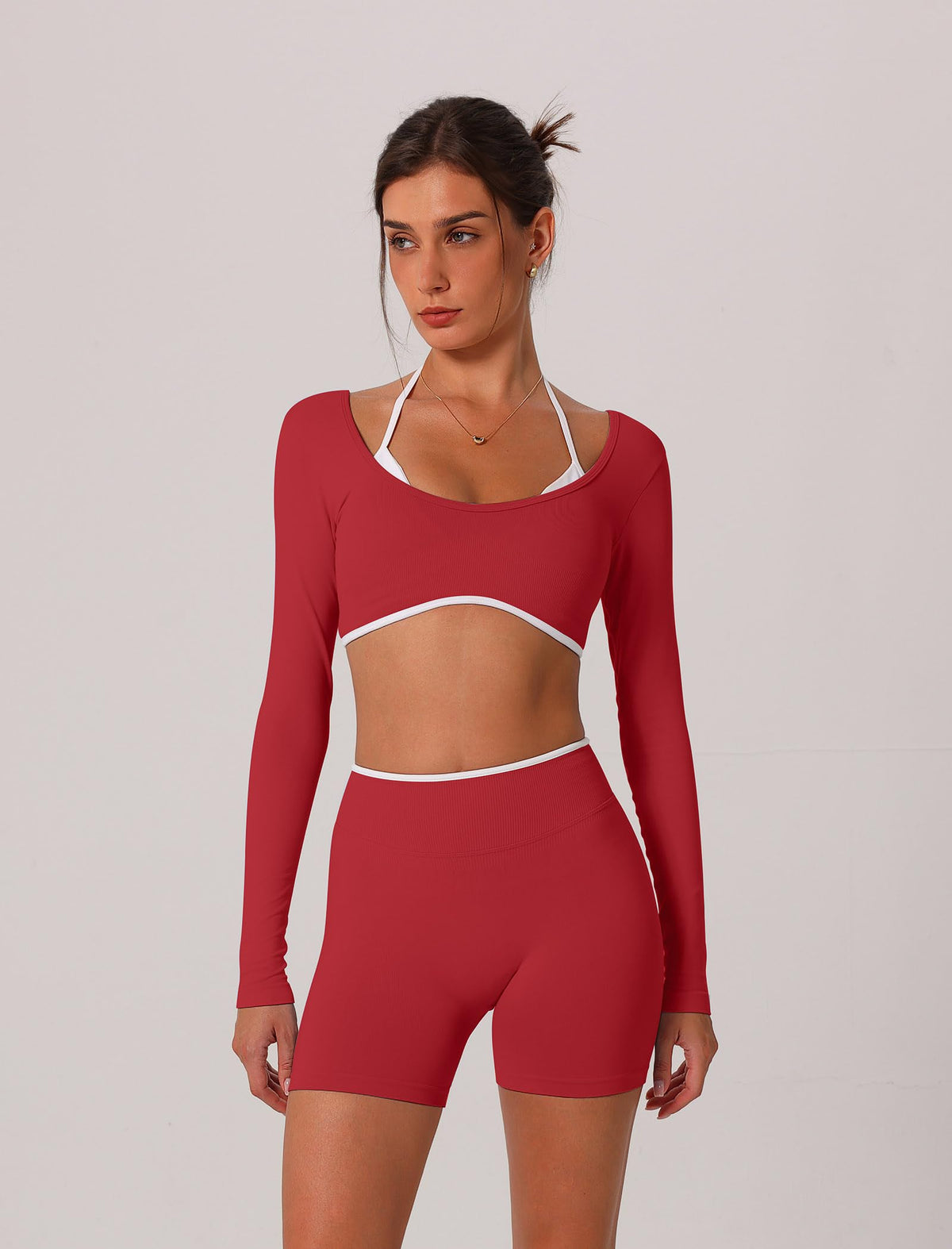 ABOCIW Workout Sets for Women 2 Piece Seamless Color Block - ABOCIW Official Imagery - 4