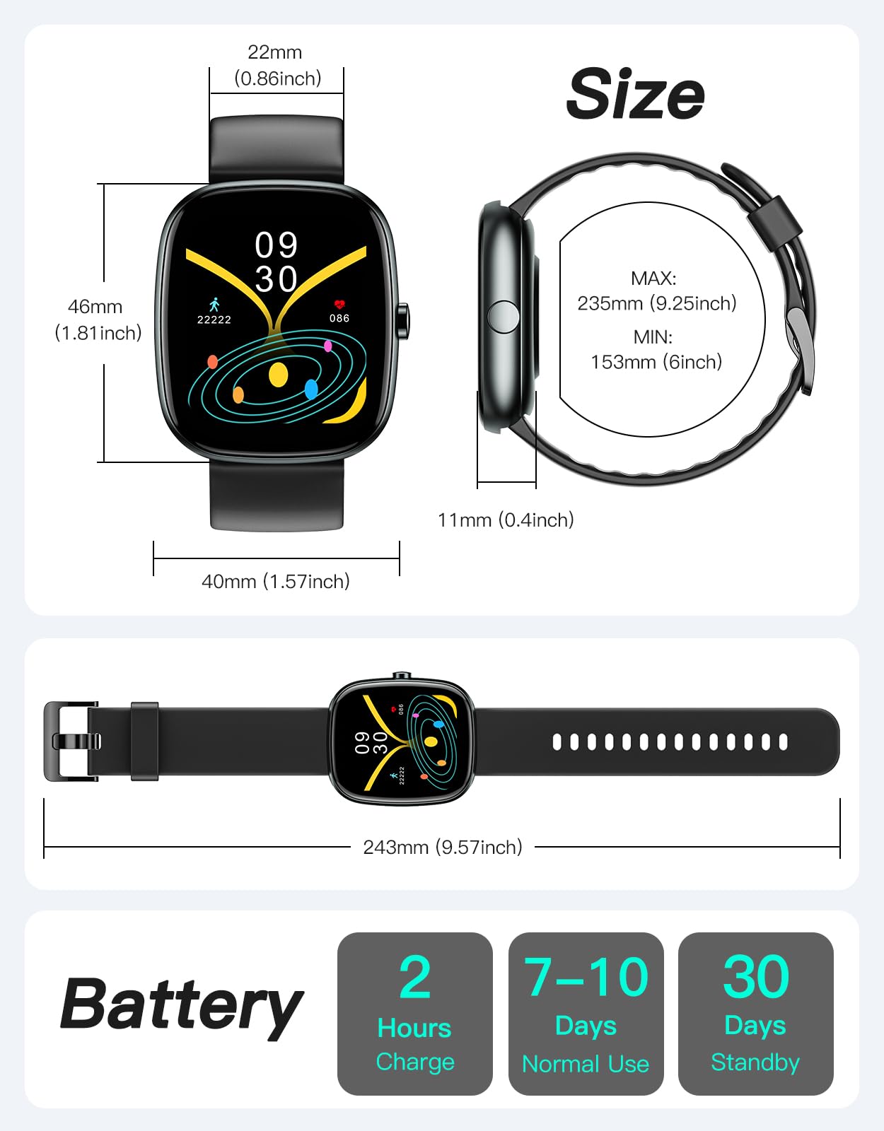 Cloudpoem Fitness Tracker, No Bluetooth No APP/Phone Needed, 1.8" Fitn - View 8