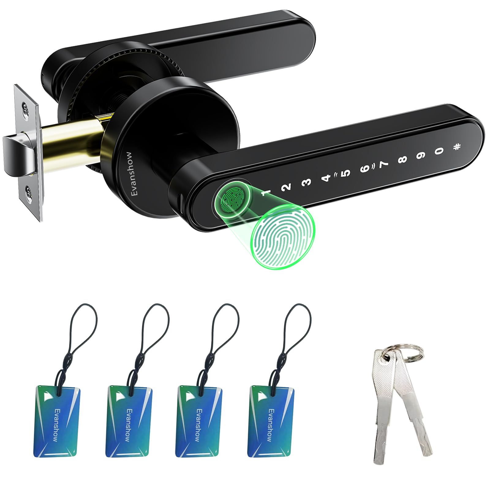 Evanshow Fingerprint Door Lock Biometric Door Knob with Keypad Keyless Entry, Do - Evanshow Official Product View 1