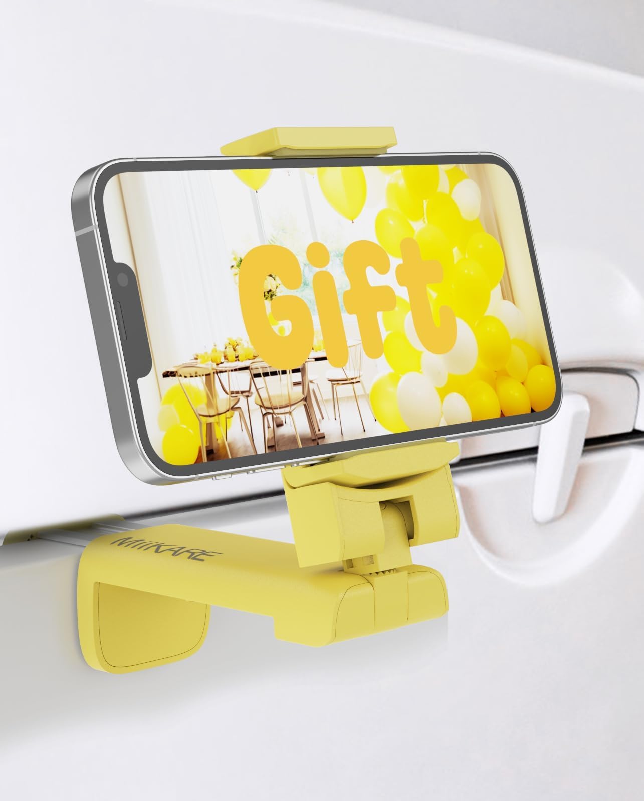 MiiKARE Airplane Phone Holder Mount, Plane Travel Essentials, Yellow - MiiKARE Official Product View 1
