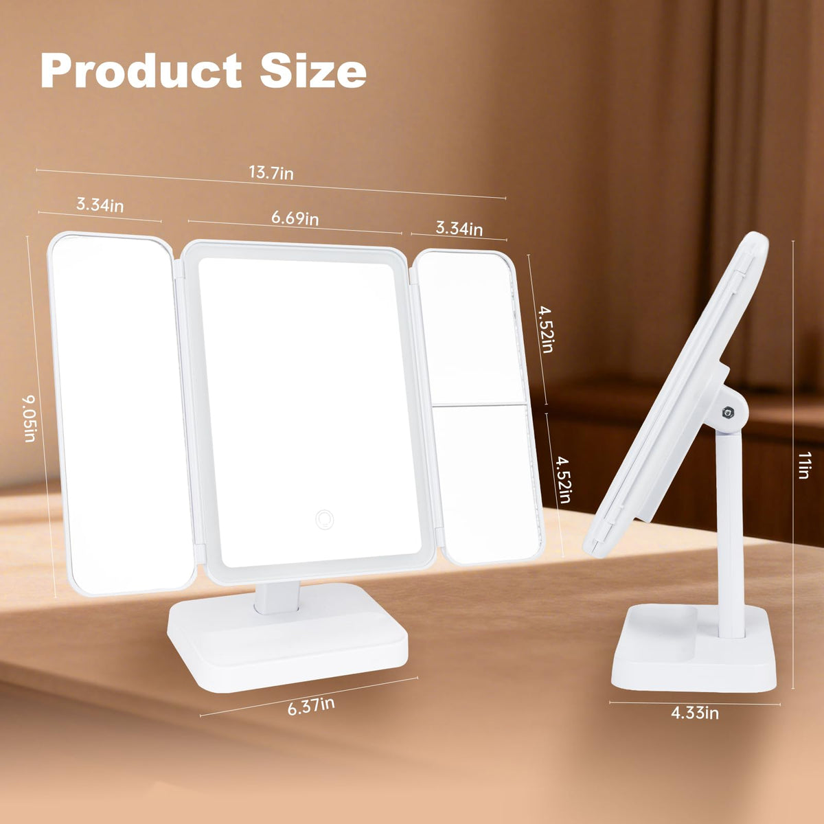 2026 Newly Upgraded Three Sided Folding Makeup Mirror - Premium Selection Official Imagery - 3