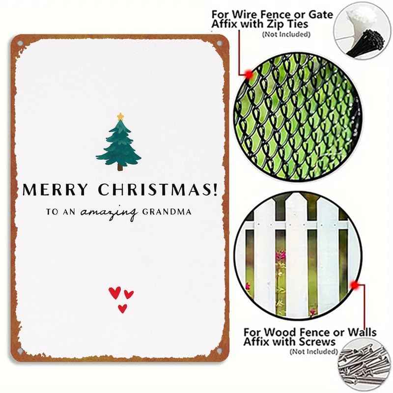 Merry Christmas to An Amazing Grandma Print Metal Sign 8x12 Inch - Product Imagery