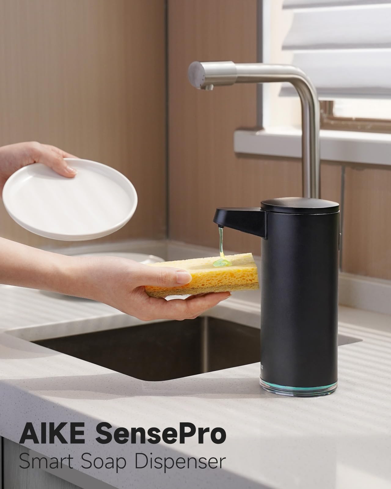 AIKE SensePro Automatic Soap Dispenser 12.8oz Spot Resist Matte B - AIKE Official Product View 2