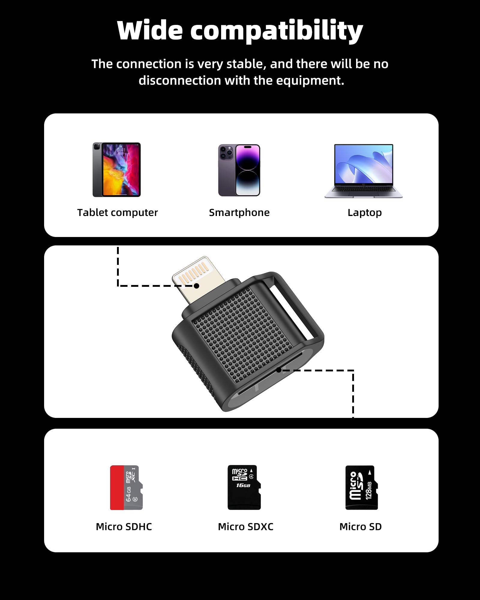 Aksenli USB C micro SD card reader adapter for iPhone and Android devices, compact digital camera memory stick converter.