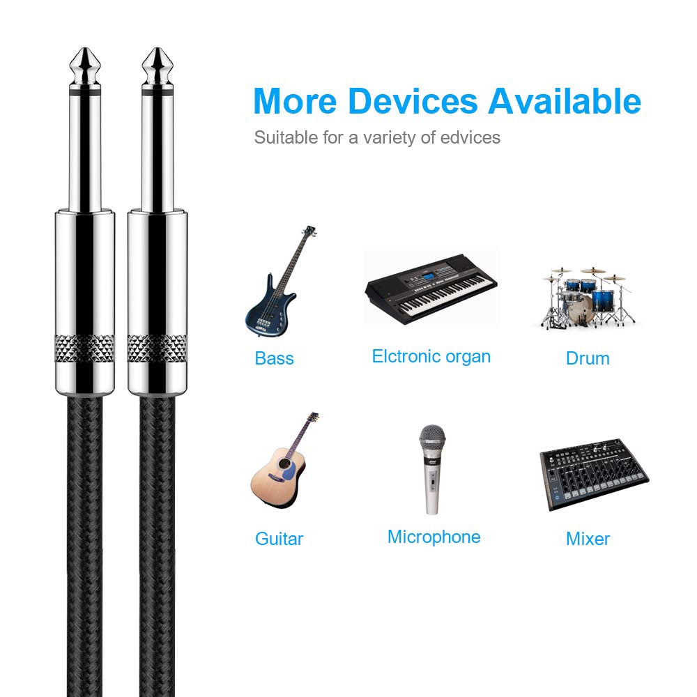New Bee Guitar Cable 10 ft Electric Instrument Cable Bass AMP Cor by New Bee - Angle View 5