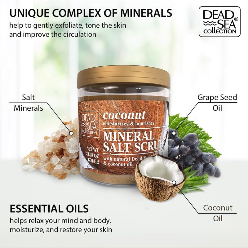 Dead Sea Collection Coconut Salt Scrub – Exfoliating Body Scrub - Product Imagery
