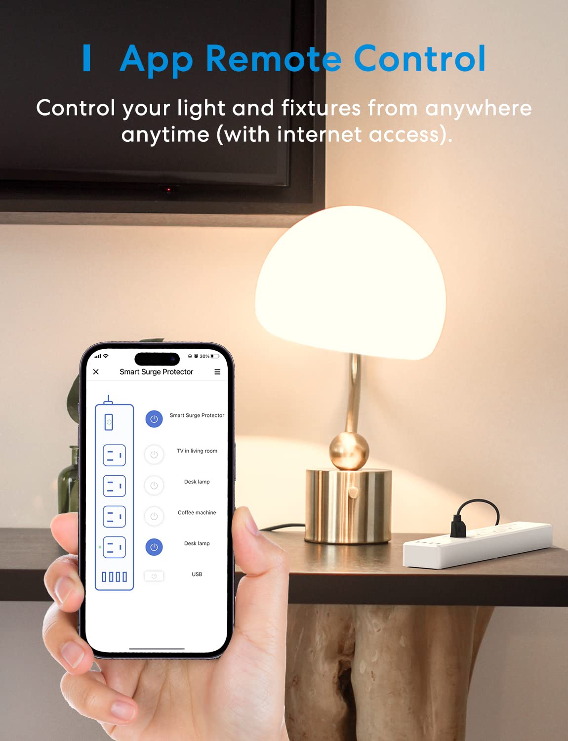 meross Smart Plug Power Strip PD 20W USB C 15A WiFi Flat - meross Official Imagery - 6