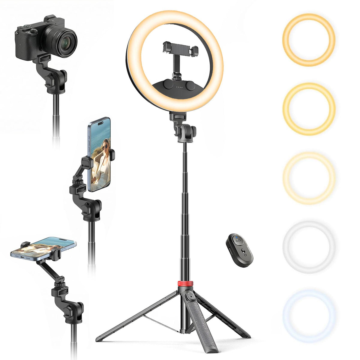10 Selfie Ring Light with 64 Tripod Stand Rechargeable Ring - YUNJITONN Official Imagery - 2