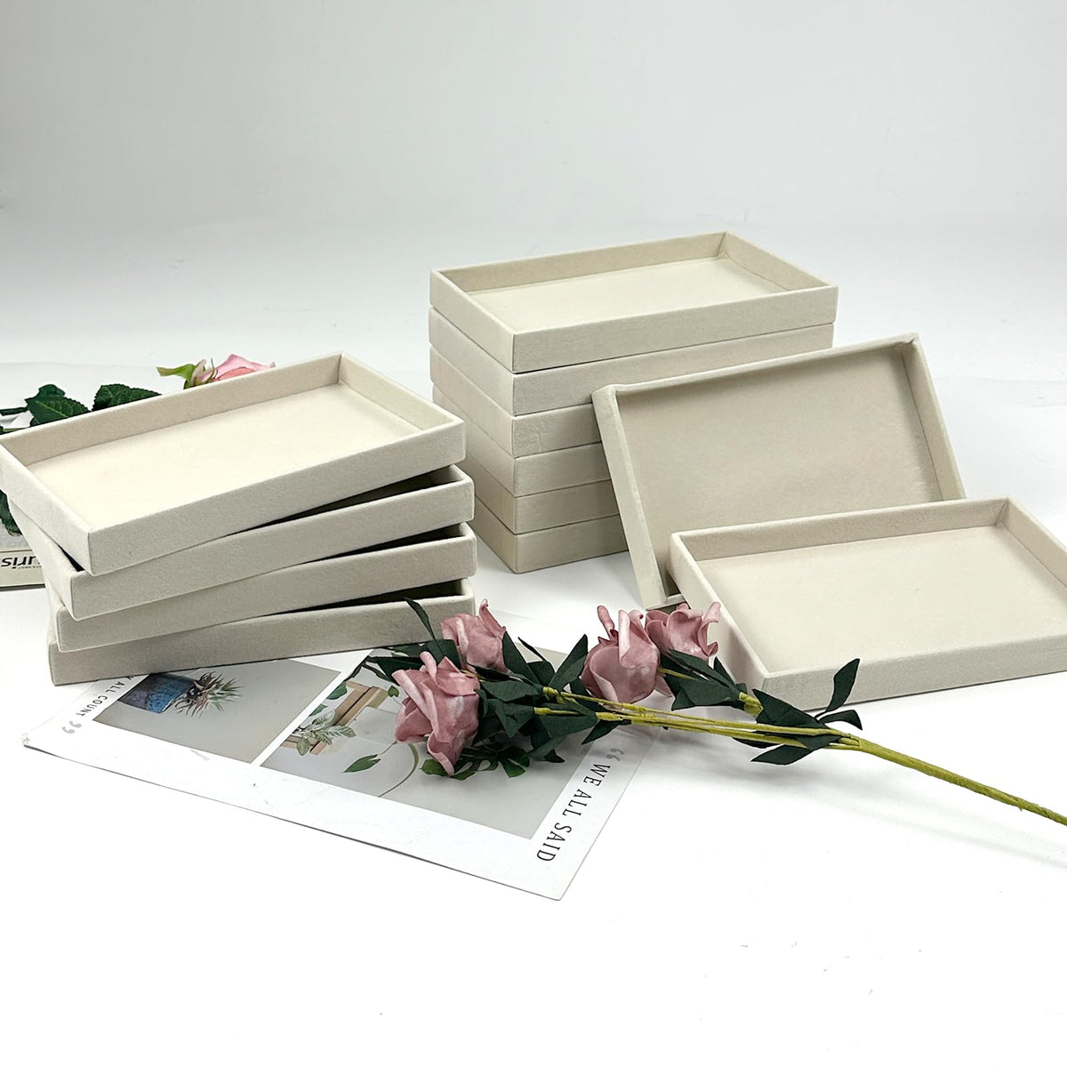 12 Pack Velvet Jewelry Trays 8 3x5x1 Inches Premium - Rainmae Official Imagery - 7