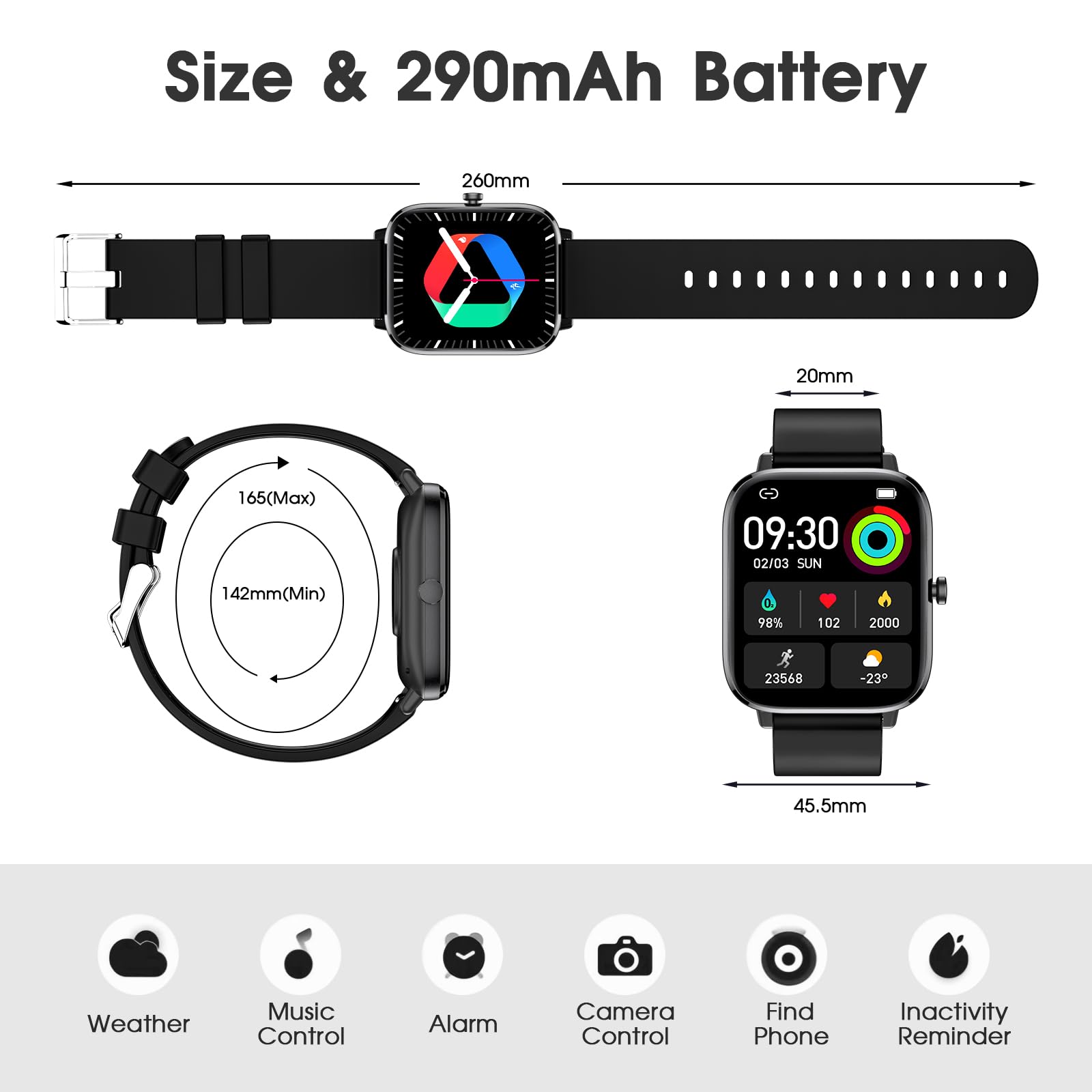 FTTMWTAG Smart Watch  : 1.85" Waterproof Fitness Trackers with 24-Hour - View 9