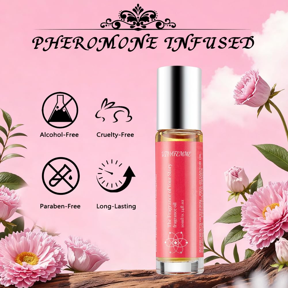 VivaFemme long-lasting women’s pheromones perfume roll-on oil in a 61ml bottle, designed for subtle, seductive scent application.