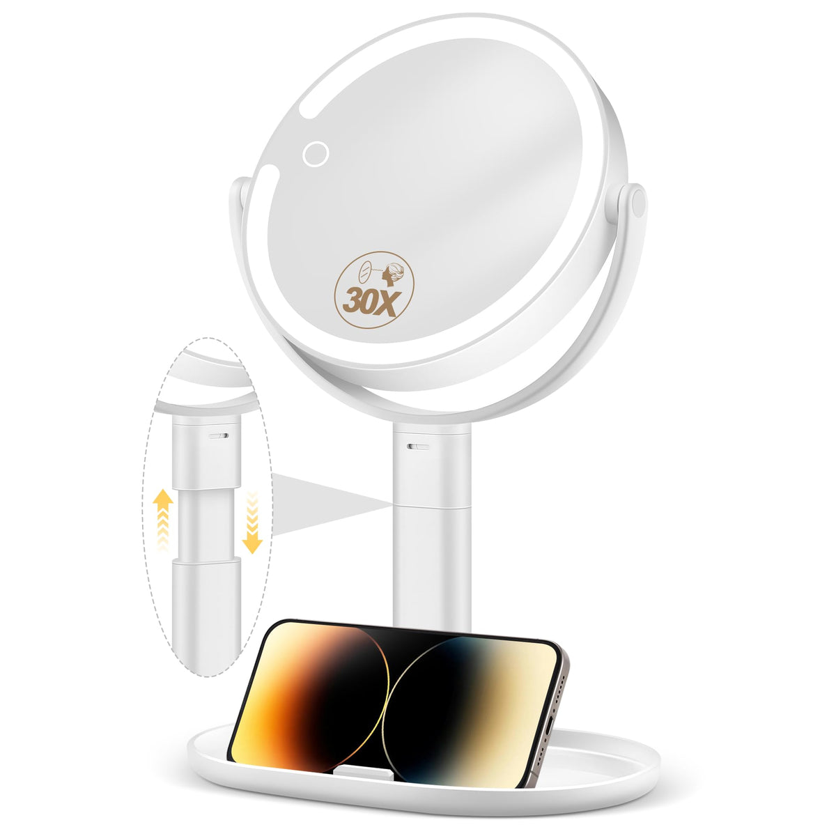 Makeup Mirror with Lights 30X Magnifying Height Adjustable - MOMOKUBA Official Imagery - 1