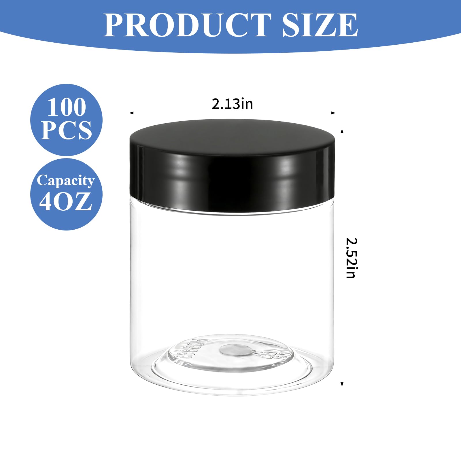 FUPMILPHRANX 100 Pack 4Oz Plastic Jars Round Clear Cosmetic Conta - FUPMILPHRANX Official Product View 3