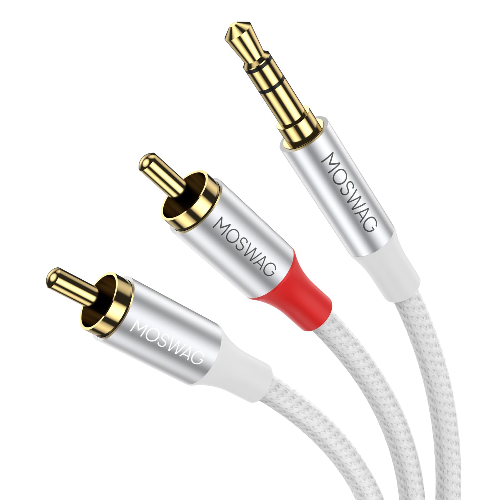 MOSWAG 3.5mm to RCA Cable Headphone to RCA Cable AUX to RCA Audio by MOSWAG - Angle View 8