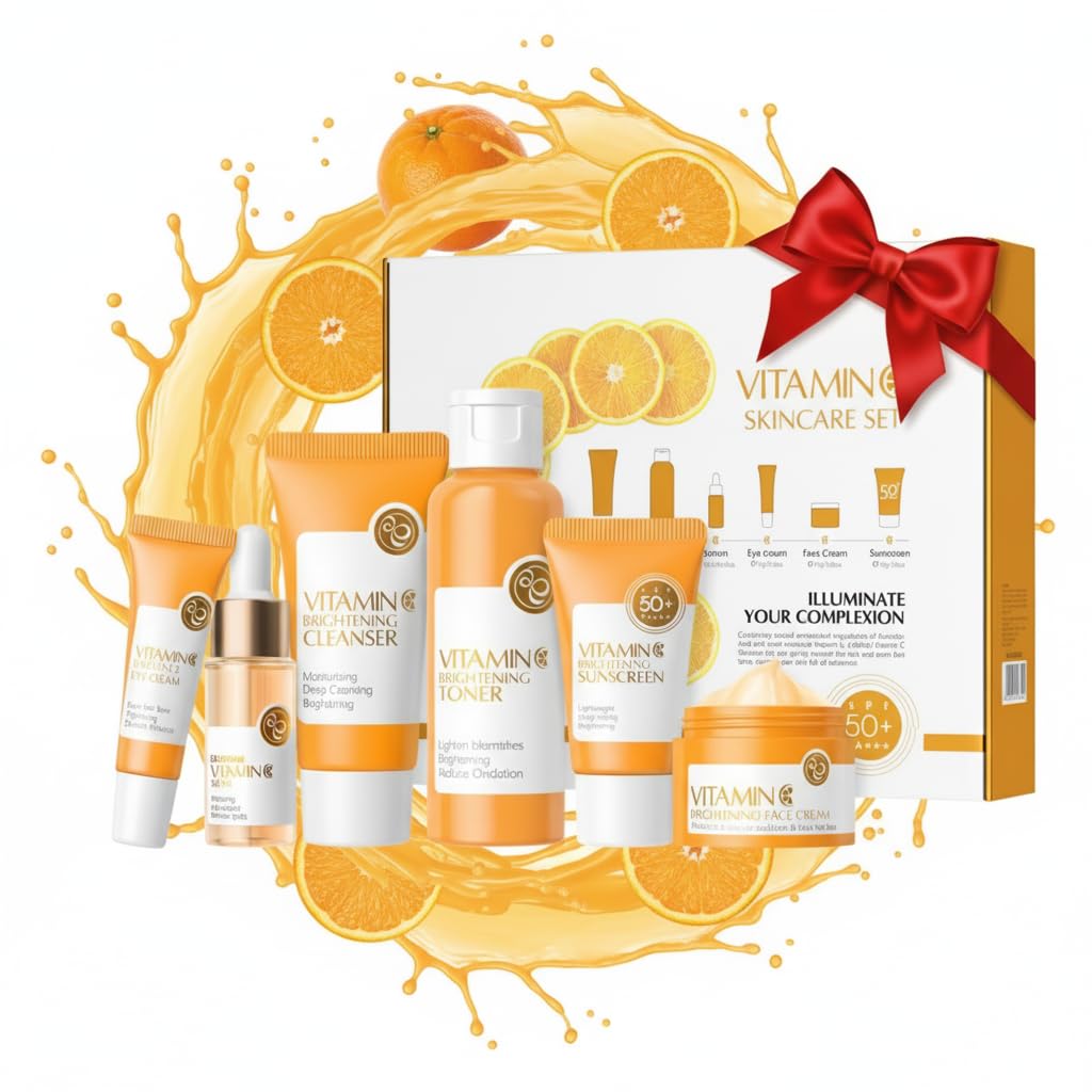 Vitamin C Skin Care Set, 5 Pcs Vitamin C Skin Care Kit with Face - Product Imagery