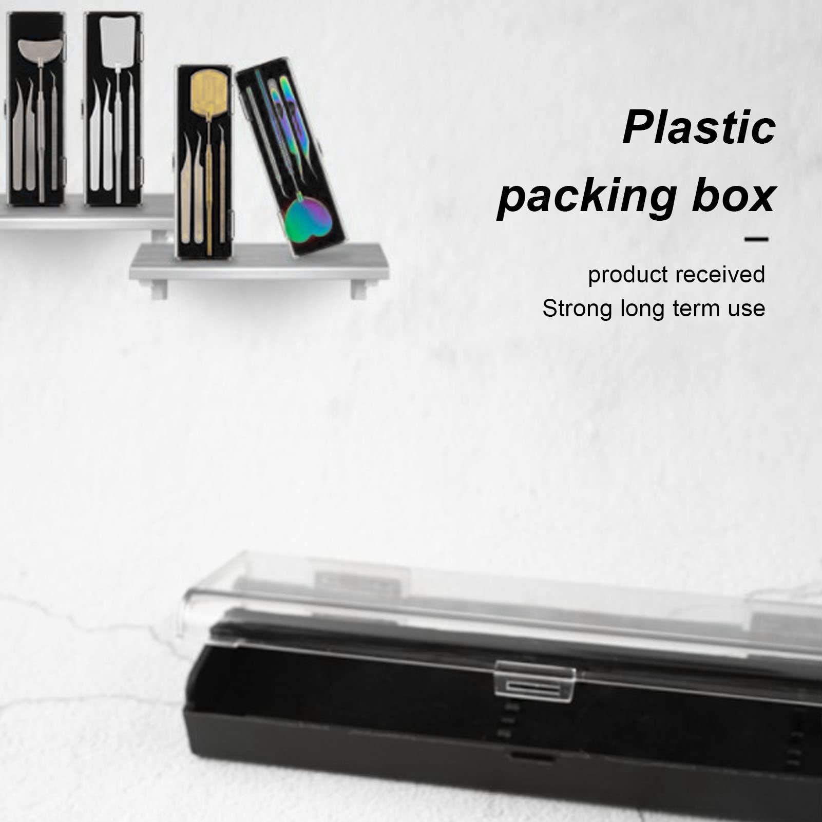 Nail Polish Organizer Case | ABS Tweezer Storage Box with Snap Lock | Fits 6-10 Tools for Salon, Travel, Home | Crystal Clear Lid, Matte Base, 13x4x1.5cm