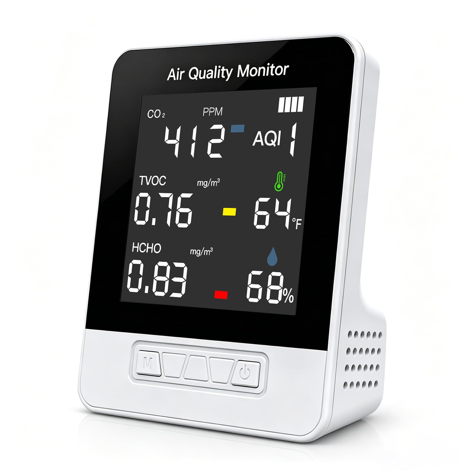 6-in-1 Air Quality Monitor | CO2 TVOC HCHO AQI Meter DA10