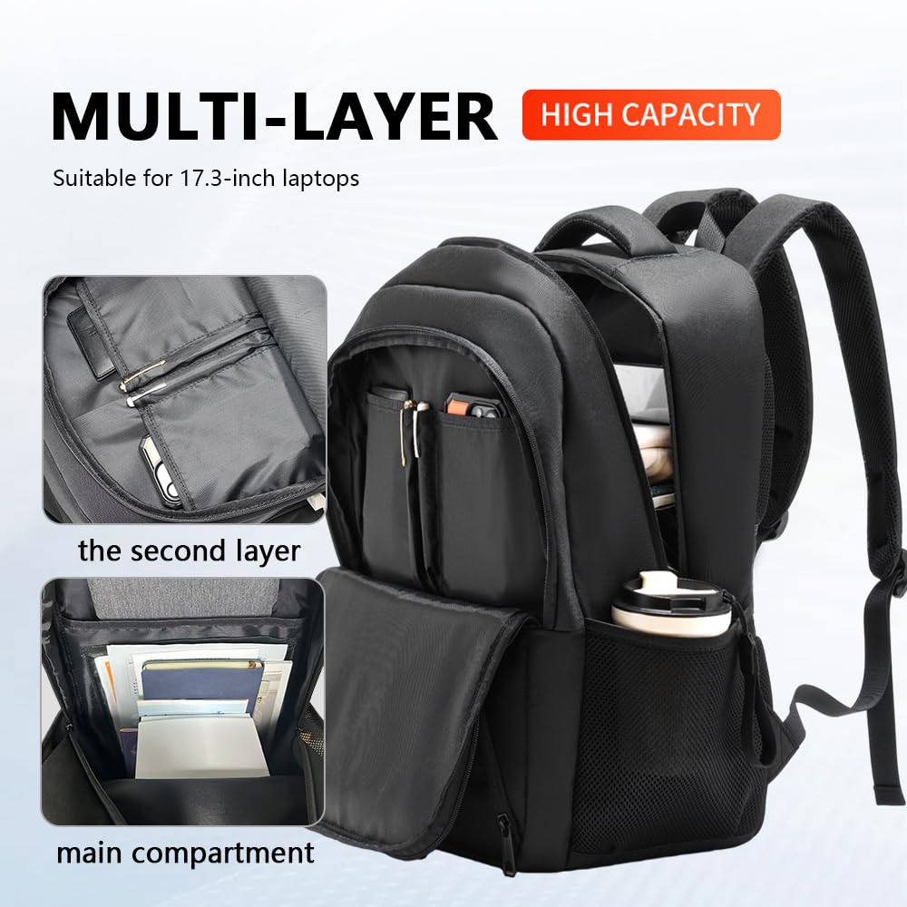 WeiTrust Travel Laptop Backpack, 40L Water-Resistant & Durable Business Backpack, Airline-Approved for Carry-On, Fits 17.3-inch Laptops, Suitable for School & Daily Commute