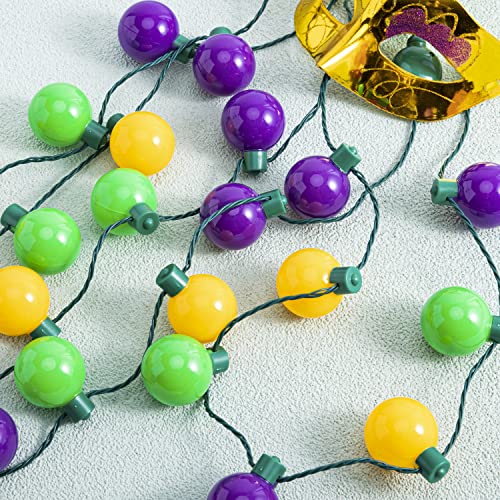 JOYIN 3 PCS Mardi Gras LED Bulb Necklace, Purple, Green, Gold - Product Imagery