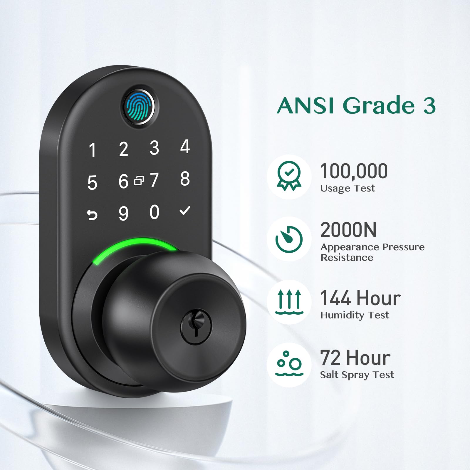 Keypad Smart Door Knob Lock, Yamiry Fingerprint Keyless Entry Handle Lock - Yamiry Official Product View 3
