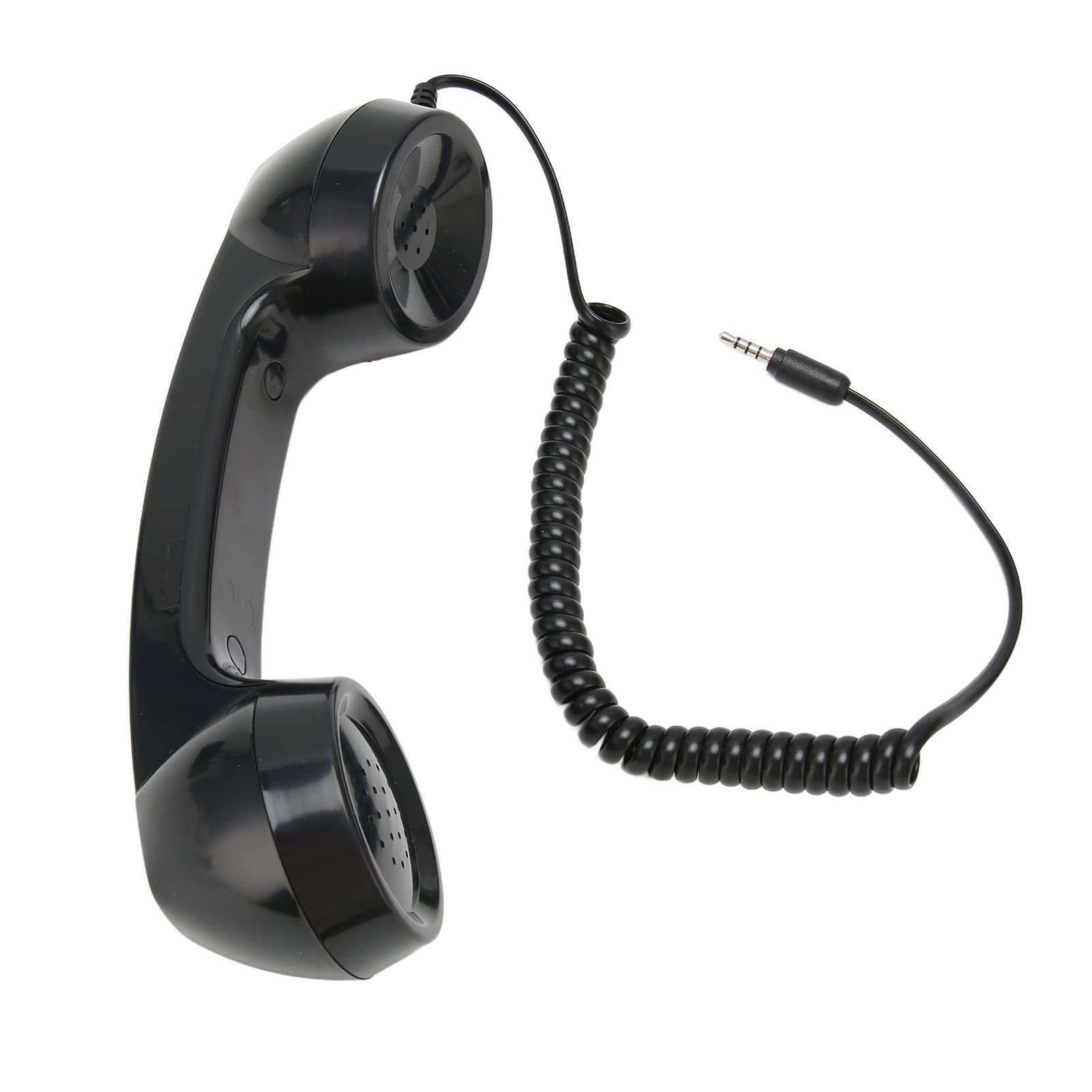 Black retro handset for cell phones and computers, 3.5mm jack, radiation-proof handheld telephone receiver by Heayzoki.