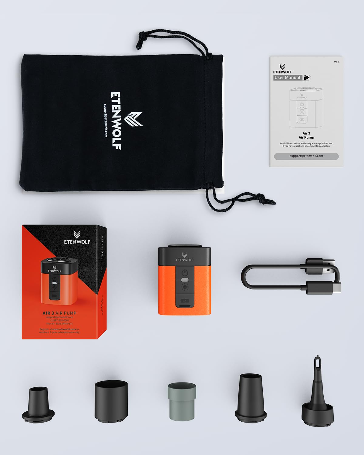 ETENWOLF AIR 3 Air Pump for Inflatables with 2600mAh Battery& Camping - View 7