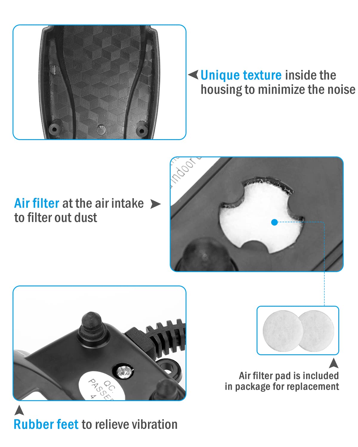AquaMiracle Aquarium Air Pump Fish Tank Bubbler Aerator, All-in-O - AquaMiracle Official Product View 5